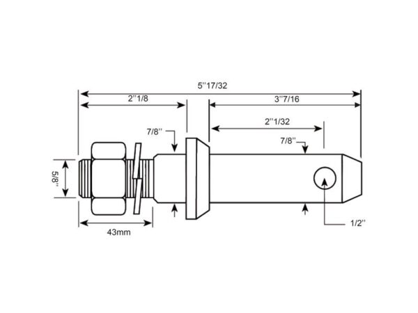 Redskabsbolt 22x140mm, Gevind 5/8x43mm Kat. 1 (Ø22mm)