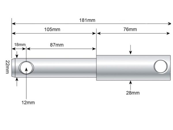 Redskabsbolt påsvejsning 22 - 28x181mm Kat. 1/2 (Ø22/28mm)