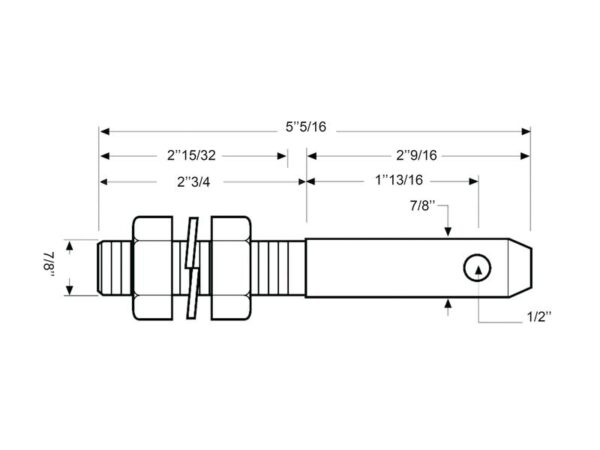 Redskabsbolt 22x135mm, Gevind 7/8x70mm Kat. 1 (Ø22mm)