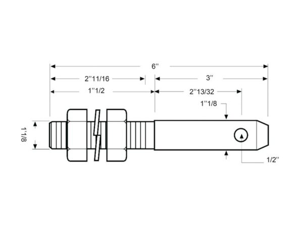 Redskabsbolt 28x152mm, Gevind 1-1/8x76mm Kat. 2 (Ø28mm)