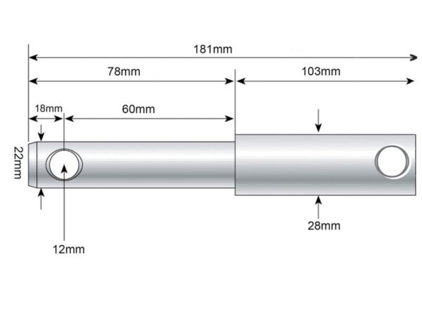 Redskabsbolt påsvejsning 22 - 28x181mm Kat. 1/2 (Ø22/28mm)