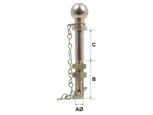Kuglebolt 25.4mm x 185mm (B+C) 2000kg